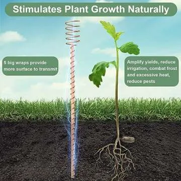 10 Pack 17" Electroculture Plant Stakes, Long Copper Garden Stakes, Electroculture Copper Coil Antennas for Growing Garden, High-Yield, Eco-Friendly