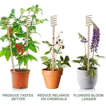 10 Pack 17" Electroculture Plant Stakes, Long Copper Garden Stakes, Electroculture Copper Coil Antennas for Growing Garden, High-Yield, Eco-Friendly