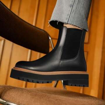 Ouepiano Women's Chelsea Platform Ankle Boots Stylish Comfort