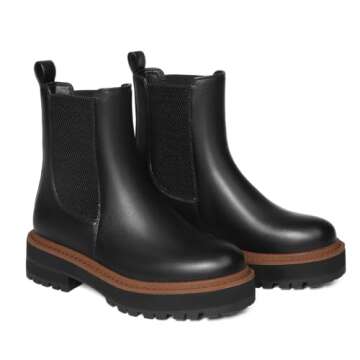 Ouepiano Women's Chelsea Platform Ankle Boots Stylish Comfort