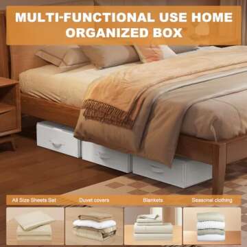 HUWAILE 4.64 GAL Sheet Organizers and Storage - 3 Pack Bed Sheet Organizers for All Sheet Sizes, Including Queen/King Size Blankets, Foldable Blanket Organizer/Sheet Storage for Linen Closet, Beige