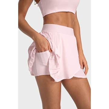 Altiland Women’s Cool Tennis Skirt with Shorts in Rose Pink
