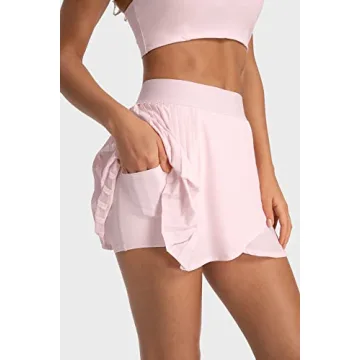 Altiland Women’s Cool Tennis Skirt with Shorts in Rose Pink
