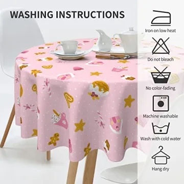 Pink Christmas Tablecloth 60 Inch for Holiday Decor