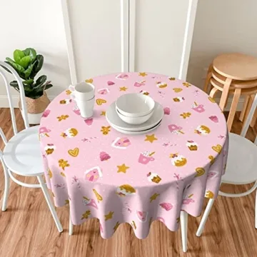 Pink Christmas Tablecloth 60 Inch for Holiday Decor