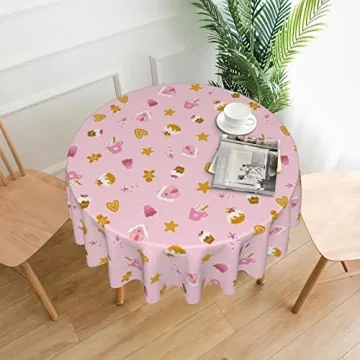 Pink Christmas Tablecloth 60 Inch for Holiday Decor