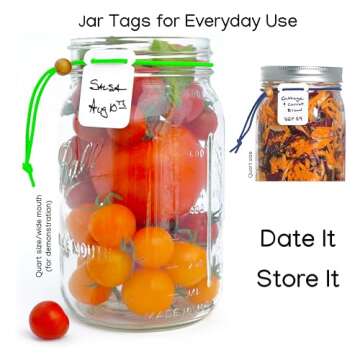 Zegghead Re-Usable Mason Jar Labels, Jar Tags with Elastic String, Sharpie & COPIC Compatible, Bottle Labels, Spice Labels, Canning Labels, Made in USA, 12pcs