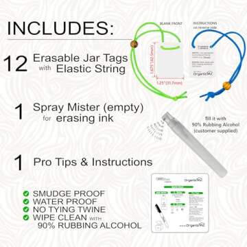 Zegghead Re-Usable Mason Jar Labels, Jar Tags with Elastic String, Sharpie & COPIC Compatible, Bottle Labels, Spice Labels, Canning Labels, Made in USA, 12pcs