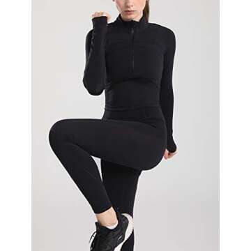 Vsaiddt Women's Athletic Half Zip Crop Sweatshirt