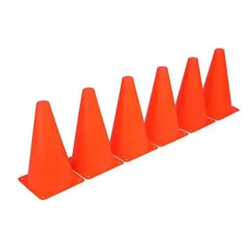 9 Inch Plastic Training Traffic Cones, Sport Cones, Agility Field Marker Cones for Soccer Basketball Football Drills Training, Outdoor Activity or Events - Set of 10, Orange