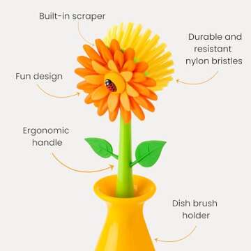 Vigar Flower Power Dish Brush - Cute and Functional Cleaning Tool