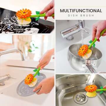 Vigar Flower Power Dish Brush - Cute and Functional Cleaning Tool