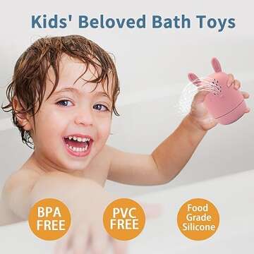 Silicone Bath Toys for Kids Ages 1-3 | Mold Free Bath Toys for Infants Toddlers | Eco-Friendly Anima...