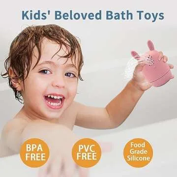 Silicone Bath Toys for Kids Ages 1-3 | Mold Free Bath Toys for Infants Toddlers | Eco-Friendly Anima...