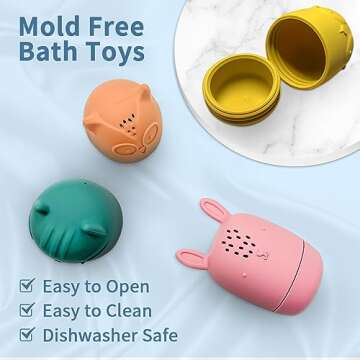 Silicone Bath Toys for Kids Ages 1-3 | Mold Free Bath Toys for Infants Toddlers | Eco-Friendly Animal Squirts Bathtub Toys | 1 Year Old Bath Shower Toys for Boys Girls