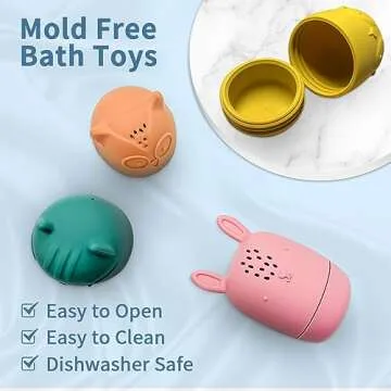 Silicone Bath Toys for Kids Ages 1-3 | Mold Free Bath Toys for Infants Toddlers | Eco-Friendly Animal Squirts Bathtub Toys | 1 Year Old Bath Shower Toys for Boys Girls