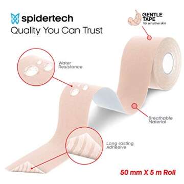 SpiderTech Kinesiology Tape for Sensitive Skin 2"x16.4'