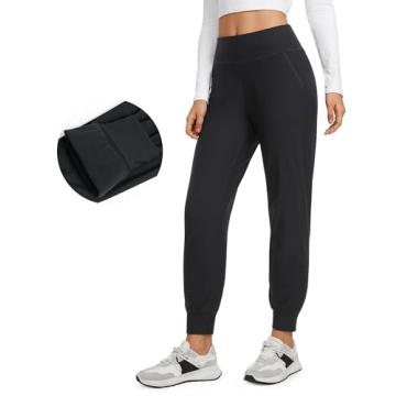 CRZ YOGA Womens Fleece Lined Workout Joggers with Pockets 27.5" - Hiking Running Outdoor Pants Water...