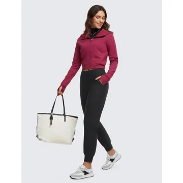 CRZ YOGA Women's Fleece Lined Joggers for Winter Comfort