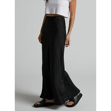 Elegant Satin High Waist Maxi Skirt for Women