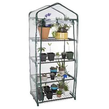4 Tier Mini Greenhouse - Portable Greenhouse with Rust-Resistant Frame and PVC Cover for Indoor/Outd...
