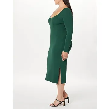 The Drop Cameron Ribbed Midi Sweater Dress in Trek Green
