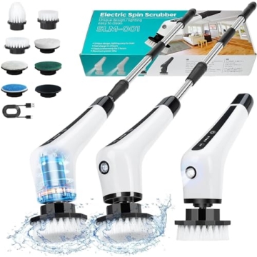 Lovawing Cordless Cleaning Brush,Electric Spin Scrubber with 7 Replaceable Brush Heads. 2 Speeds Pow...
