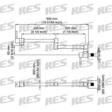 KES Kitchen Pot Filler Polished Brass Folding Faucet Brass Double Joint Swing Arm Sink Faucet Articulating Wall Mount Two Handle, KN926LF-PG