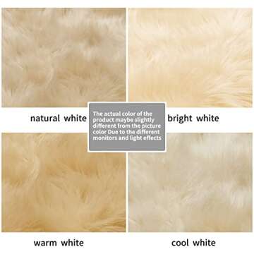 SERISSA Ultra Soft Round Faux Sheepskin Fur Area Rug Beige Circular Shaggy Rug Round Fluffy Area Rugs Plush Circle Floor Carpet Mat for Bedroom Living Room Floor Decor, 3ft Diameter (Beige)