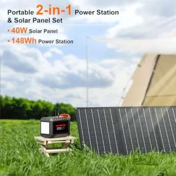 MARBERO 148Wh Solar Generator with Solar Panel Included Portable Power Station 200W with Foldable Solar Panel 40W Set for Camping Outdoor Hiking Fishing Emergency