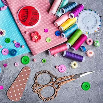 Hisuper 4.5inch Sewing Embroidery Scissors with Leather Scissors Cover, Sewing Crafting Sharp Scissors Stainless Steel Craft Shears Scissors for Needlework Manual Sewing Handicrafts Tool Red Copper