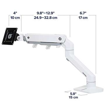 Ergotron – HX HD Premium Heavy Duty Gaming Monitor Arm, Single Monitor Desk Mount – for 1000R Curved Ultrawide Monitors Up to 49 Inches, 28 to 42 lbs, VESA 75x75mm or 100x100mm – HD Pivot, White
