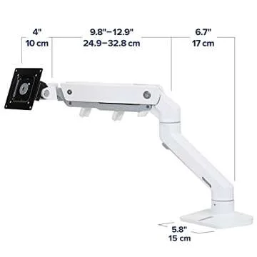 Ergotron – HX HD Premium Heavy Duty Gaming Monitor Arm, Single Monitor Desk Mount – for 1000R Curved Ultrawide Monitors Up to 49 Inches, 28 to 42 lbs, VESA 75x75mm or 100x100mm – HD Pivot, White