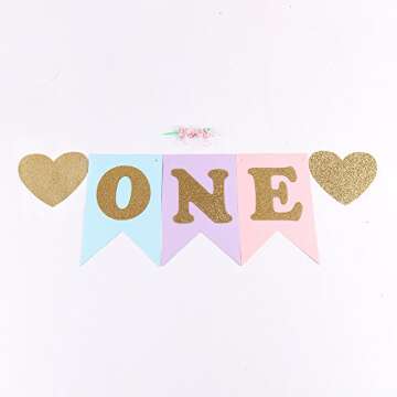 LXZS-BH 1st Birthday Glitter Banner for Baby Girls