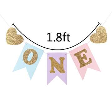 LXZS-BH 1st Birthday Glitter Banner for Baby Girls