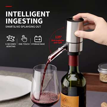 Wine Gifts-Wine Aerator Pourer-Rocyis Electric Wine Dispenser, One Touch Smart Wine Decanter w/Stora...