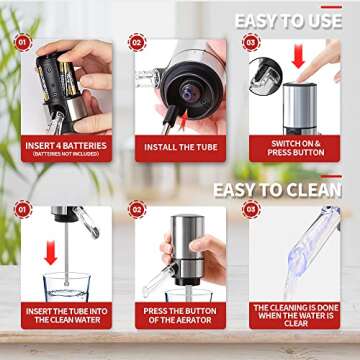 Wine Gifts-Wine Aerator Pourer-Rocyis Electric Wine Dispenser, One Touch Smart Wine Decanter w/Storage Base & Retractable Tube (Battery Operated)