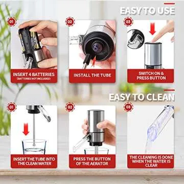 Wine Gifts-Wine Aerator Pourer-Rocyis Electric Wine Dispenser, One Touch Smart Wine Decanter w/Storage Base & Retractable Tube (Battery Operated)