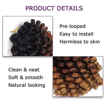 Ombre Wand Curl Crochet Braids - 8 Inch Ringlet Extensions