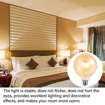 E26 G125 Edison LED Light Bulbs - Warm Vintage Glow, 2 Pack