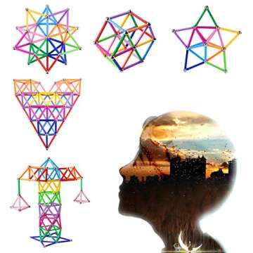 Veatree 160Pcs Magnetic Building Sticks Blocks Toys, Magnet Educational Toys STEM Toys for Kids and Adult, 3D Non-Toxic Building Toy with Storage Bag