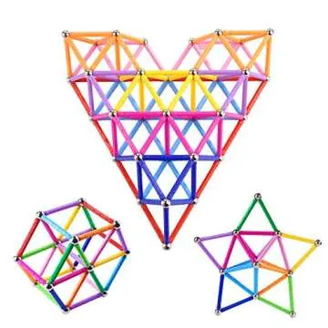 Veatree 160Pcs Magnetic Building Sticks Blocks Toys, Magnet Educational Toys STEM Toys for Kids and Adult, 3D Non-Toxic Building Toy with Storage Bag