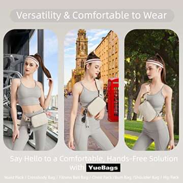 Belt Bag for Men,Fanny Pack Crossbody Bags for Women with Dual Zippers,Small Waterproof Bum Bag for Unisex,Fashion Everywhere Waist Bag Hip Pack for Running/Travel/Dog Walking/Outdoor/Hiking(Beige)