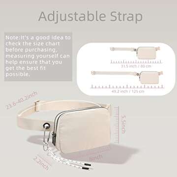 Belt Bag for Men,Fanny Pack Crossbody Bags for Women with Dual Zippers,Small Waterproof Bum Bag for Unisex,Fashion Everywhere Waist Bag Hip Pack for Running/Travel/Dog Walking/Outdoor/Hiking(Beige)