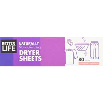 Soft and Safe Better Life Dryer Sheets 80 Count