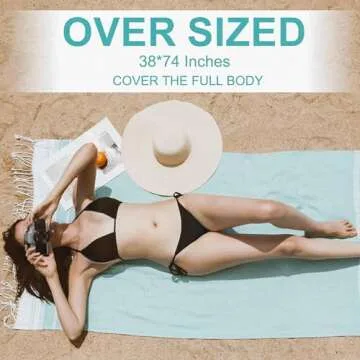 6 Packs Oversized Cotton Turkish Beach Towels Set Bulk 74"x38" Extra Large Sand Free Quick Dry Absorbent Swim Bath Camping Pool Towel Travel Blanket Adult Essentials Cruise Accessories Vacation Stuff