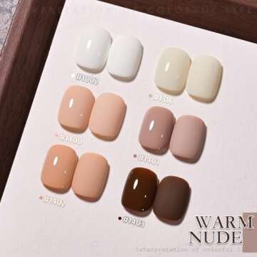 GAOY Nude Brown Gel Polish Set, 6 Neutral White Pink Skin Tones Colors Soak Off UV Light Cure Gel Po...