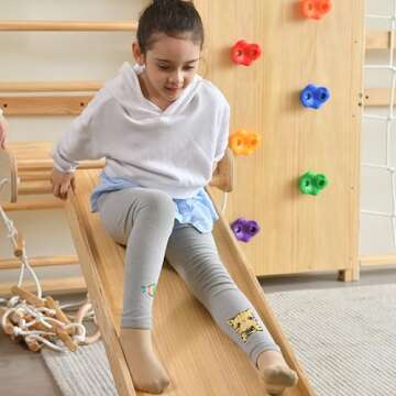 Avenlur Neem 5-in-1 Swedish Ladder Wall Gym with Cargo Wall Climber, Swedish Ladder Swing, Rope Ladder, Adult Pull-Up Bar, and Indoor Slide - Indoor Jungle Gym for Kids and Adult (79")