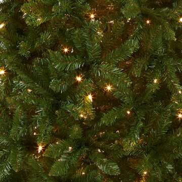 National Tree Company Artificial Pre-Lit Slim Christmas Tree, Green, Kingswood Fir, White Lights, In...