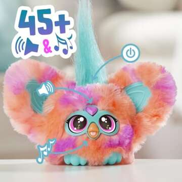 Furby Furblets Ree-Mix Mini Friend, 45+ Sounds & Music, Speaks Only Furbish, Electronic Plush Toys for 6 Year Olds & Up, Coral